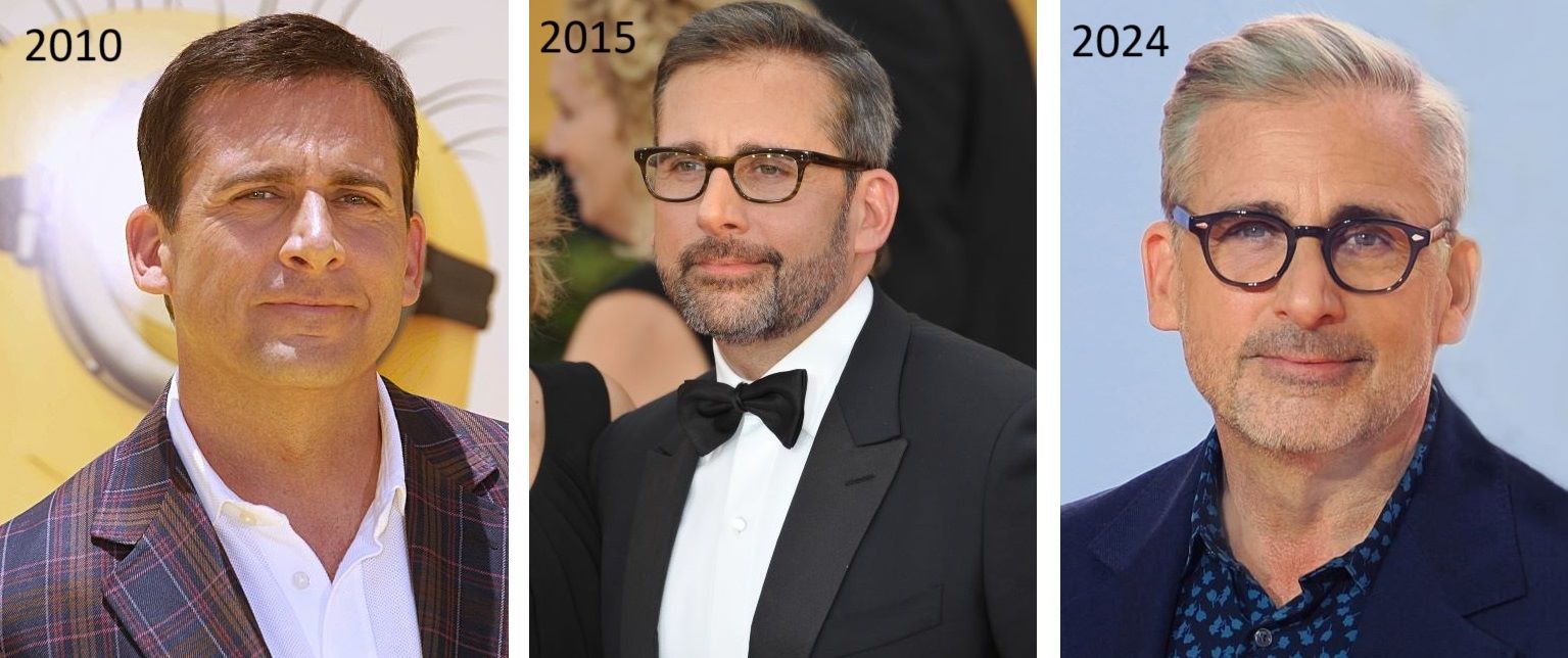 Steve Carell's hairline throughout the years