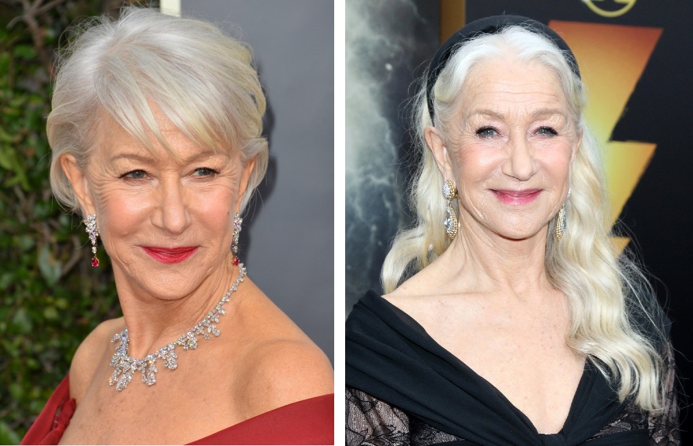 Helen Mirren in 2020 (left) and 2023 (right)