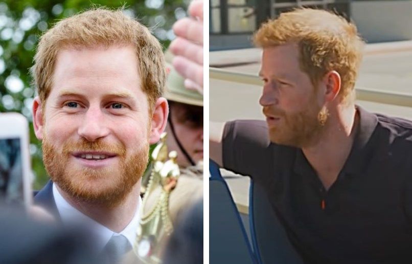 Prince Harry in 2018 (left) and in 2021 (right)