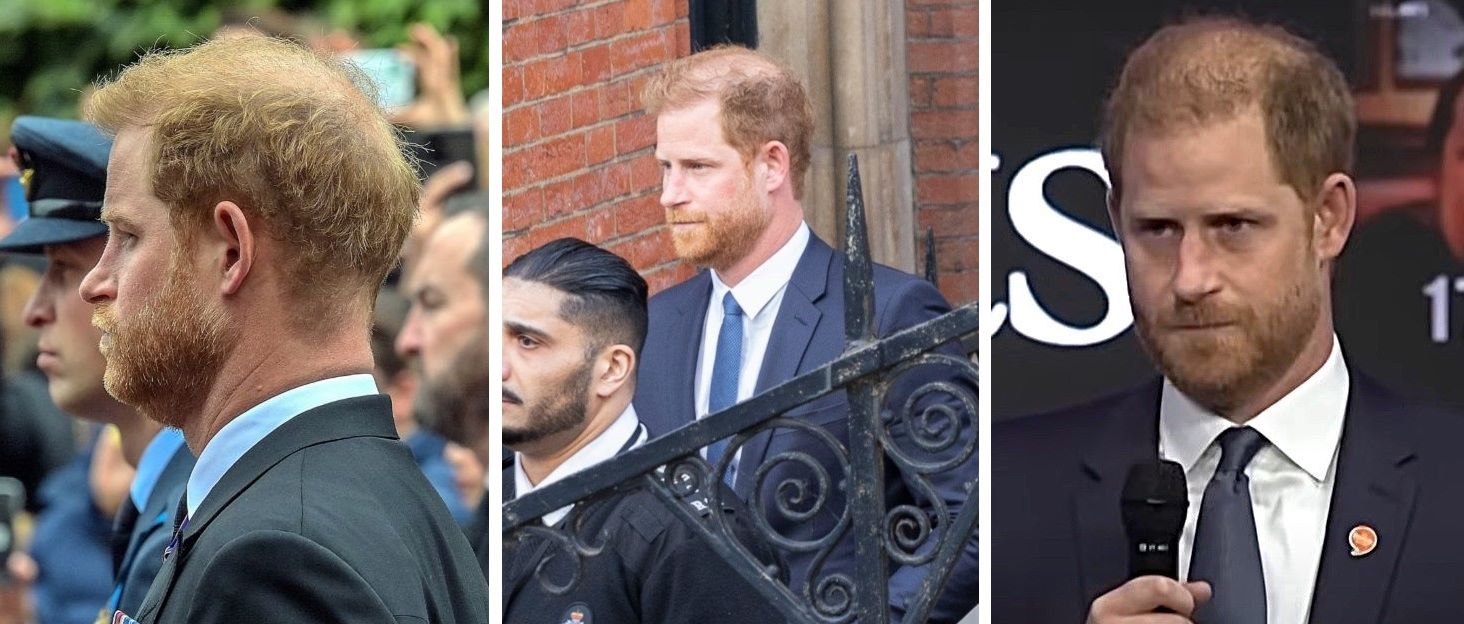 Prince Harry in 2022 (left), 2023 (centre), and 2024 (right)