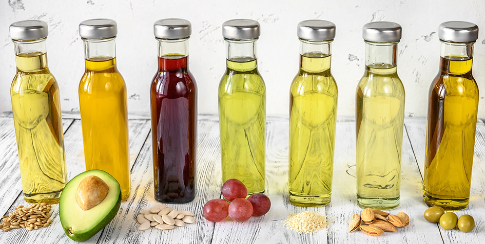 jars of a variety of oils