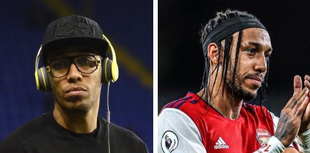 Aubameyang wearing head gear in 2022