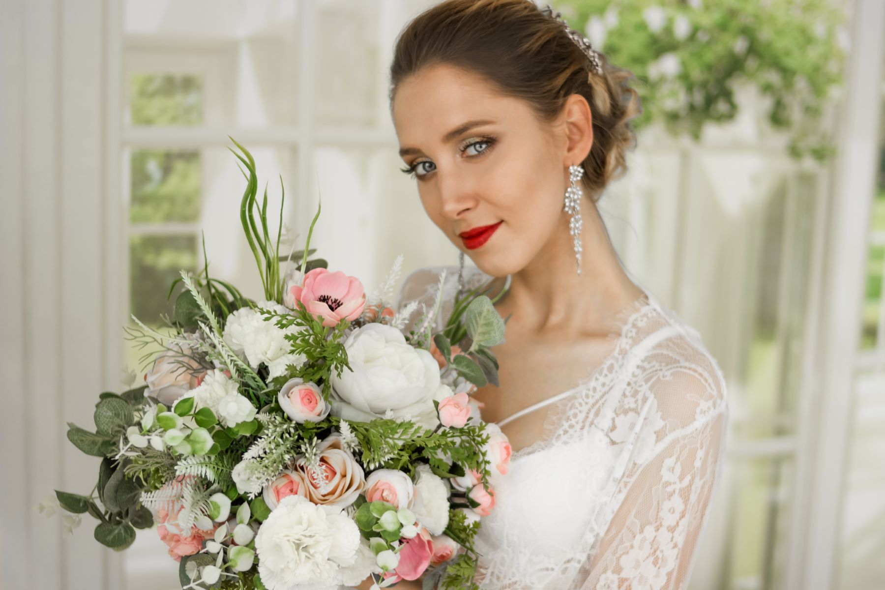 Bride with a slicked-back hairstyle