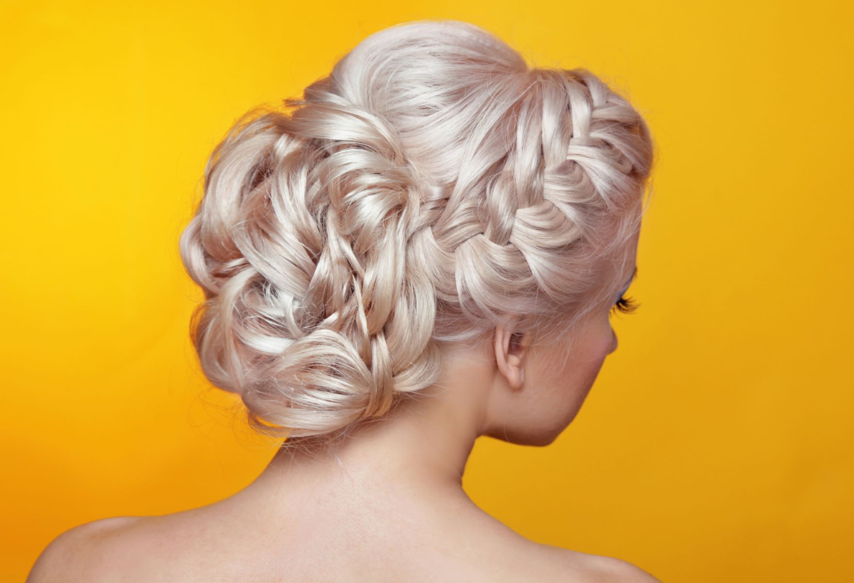 Bride with a very ornate hairstyle