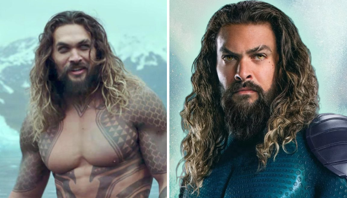 Jason Momoa wearing a super beard for Aquaman