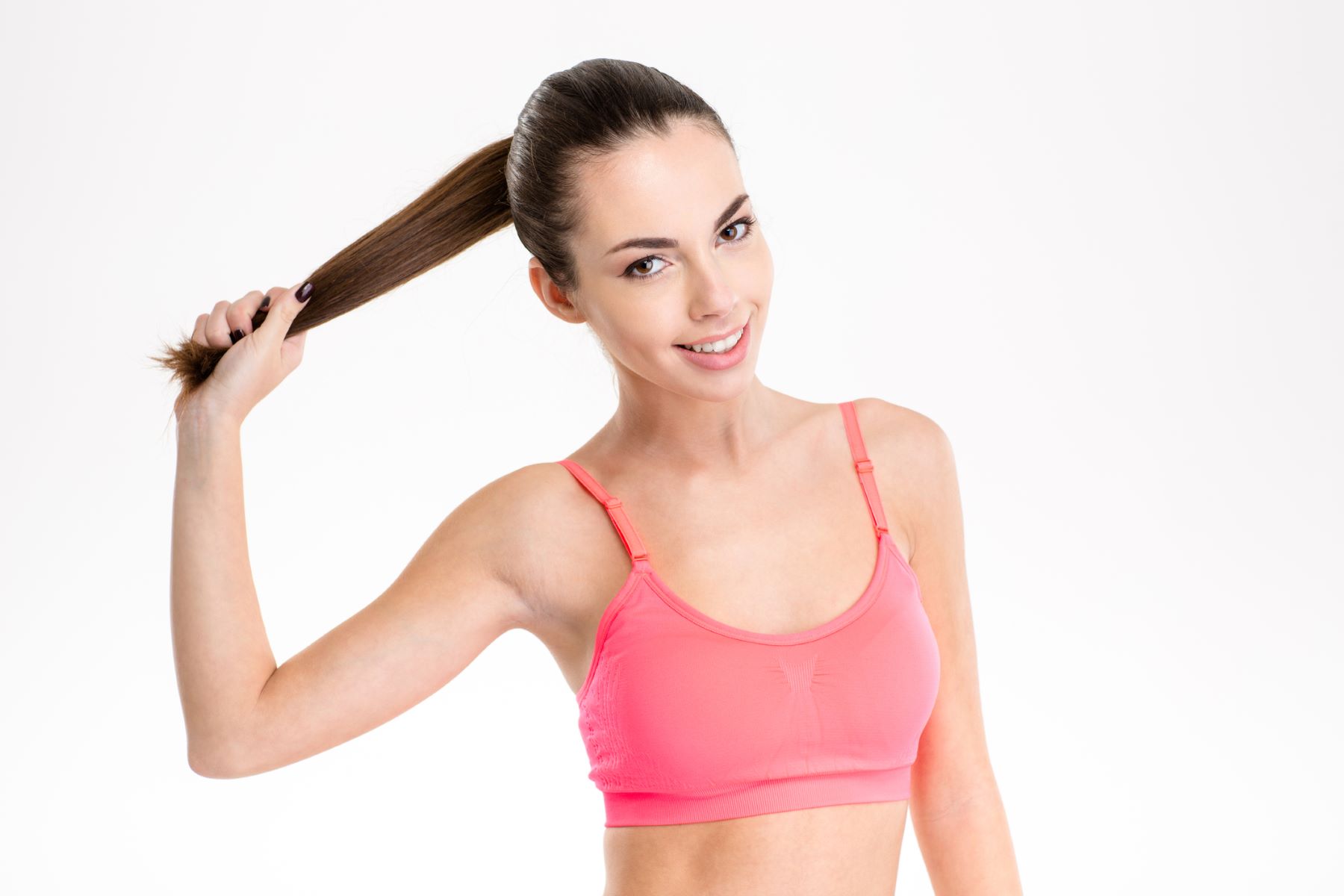 Woman wearing a tight hairstyle