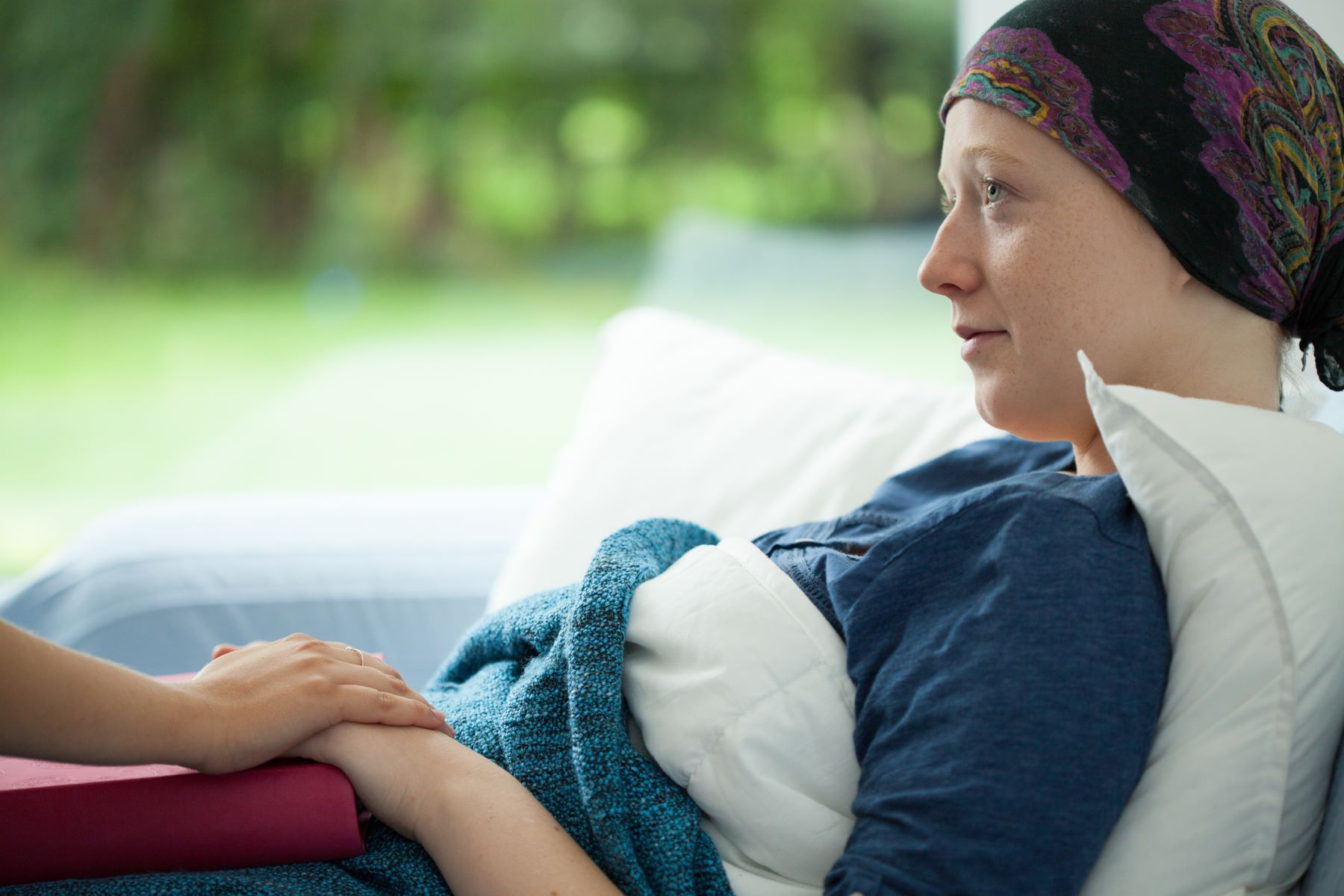 Woman with chemotherapy-related hair loss