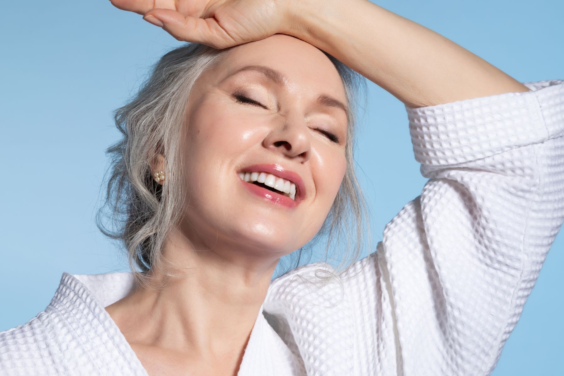 Woman with grey hair not looking old