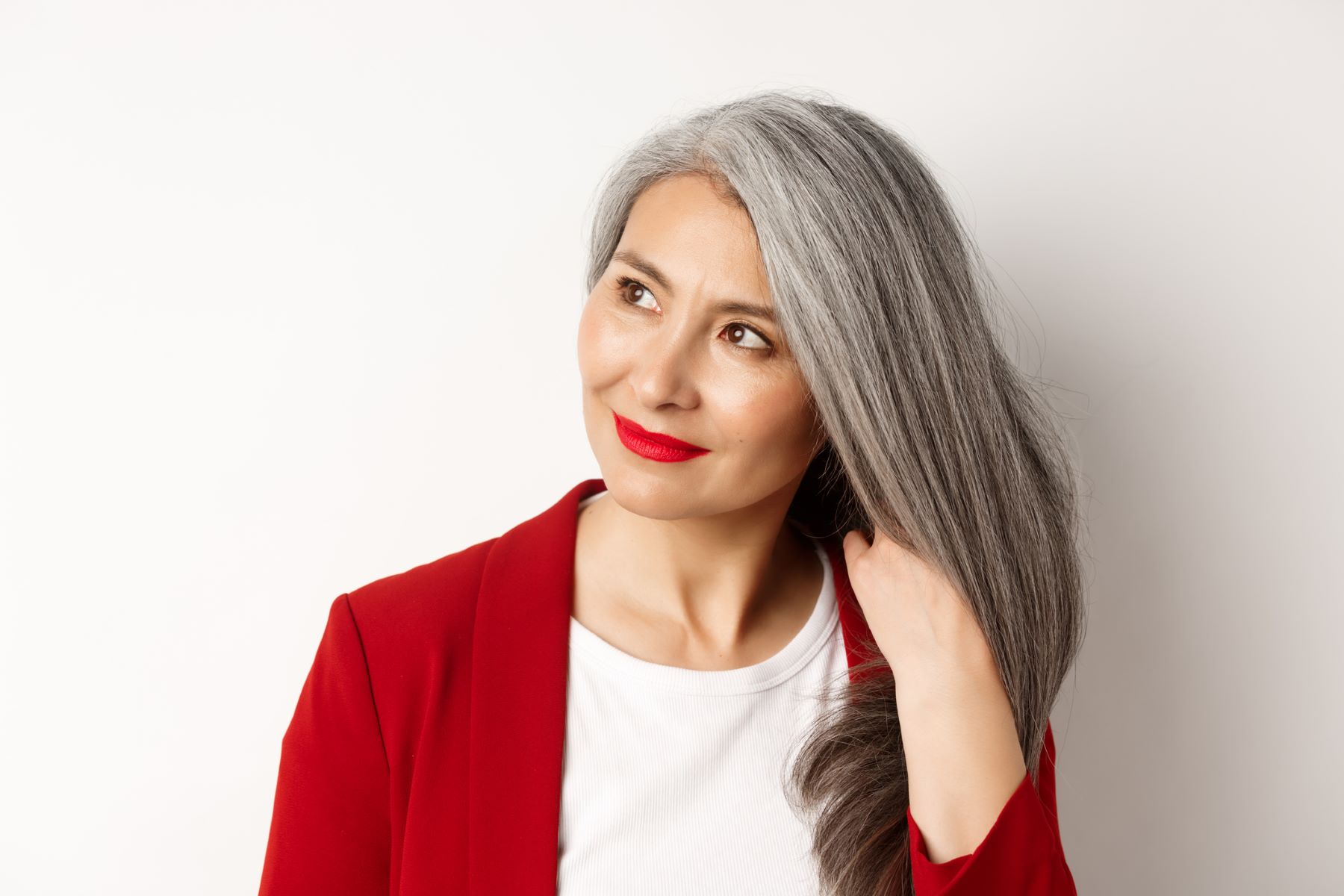 Woman with grey hair