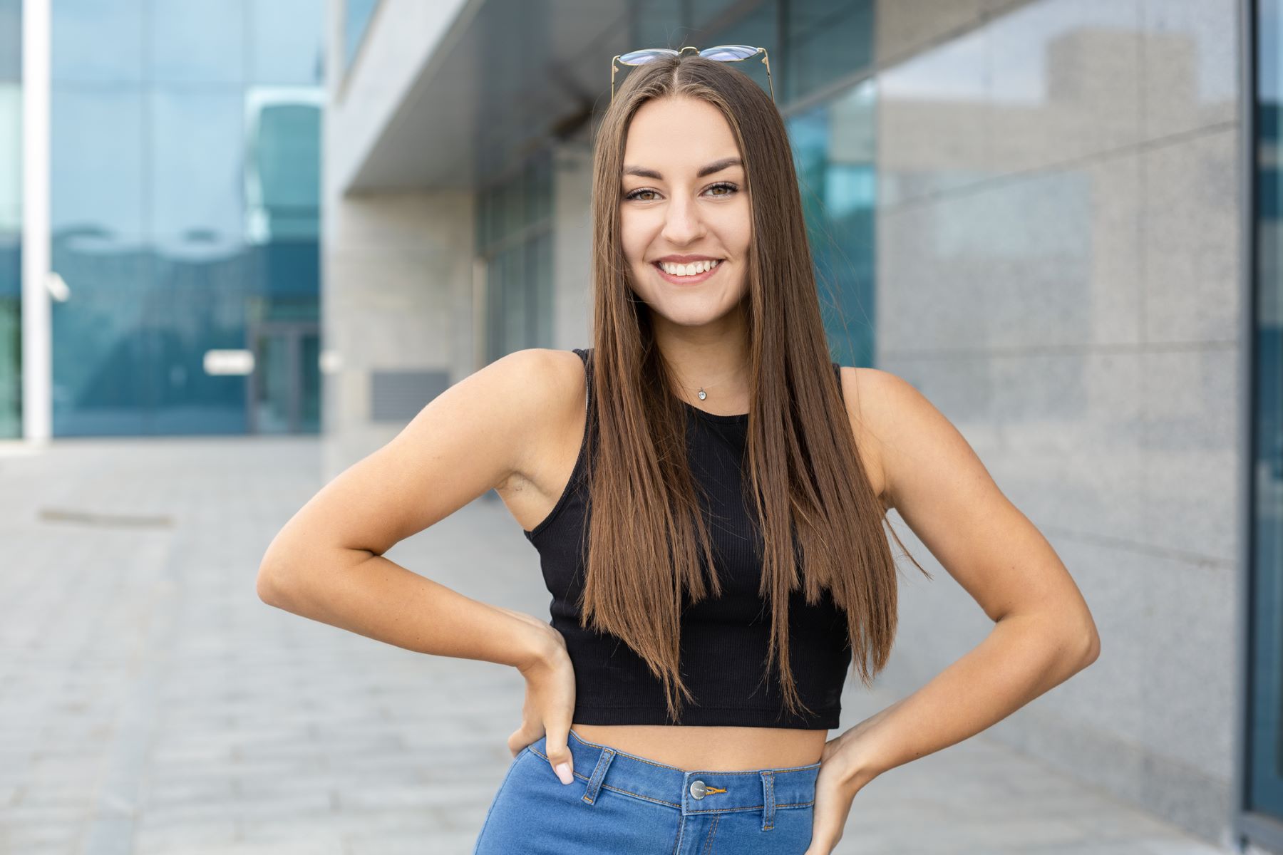 Woman with straight type 1a hair