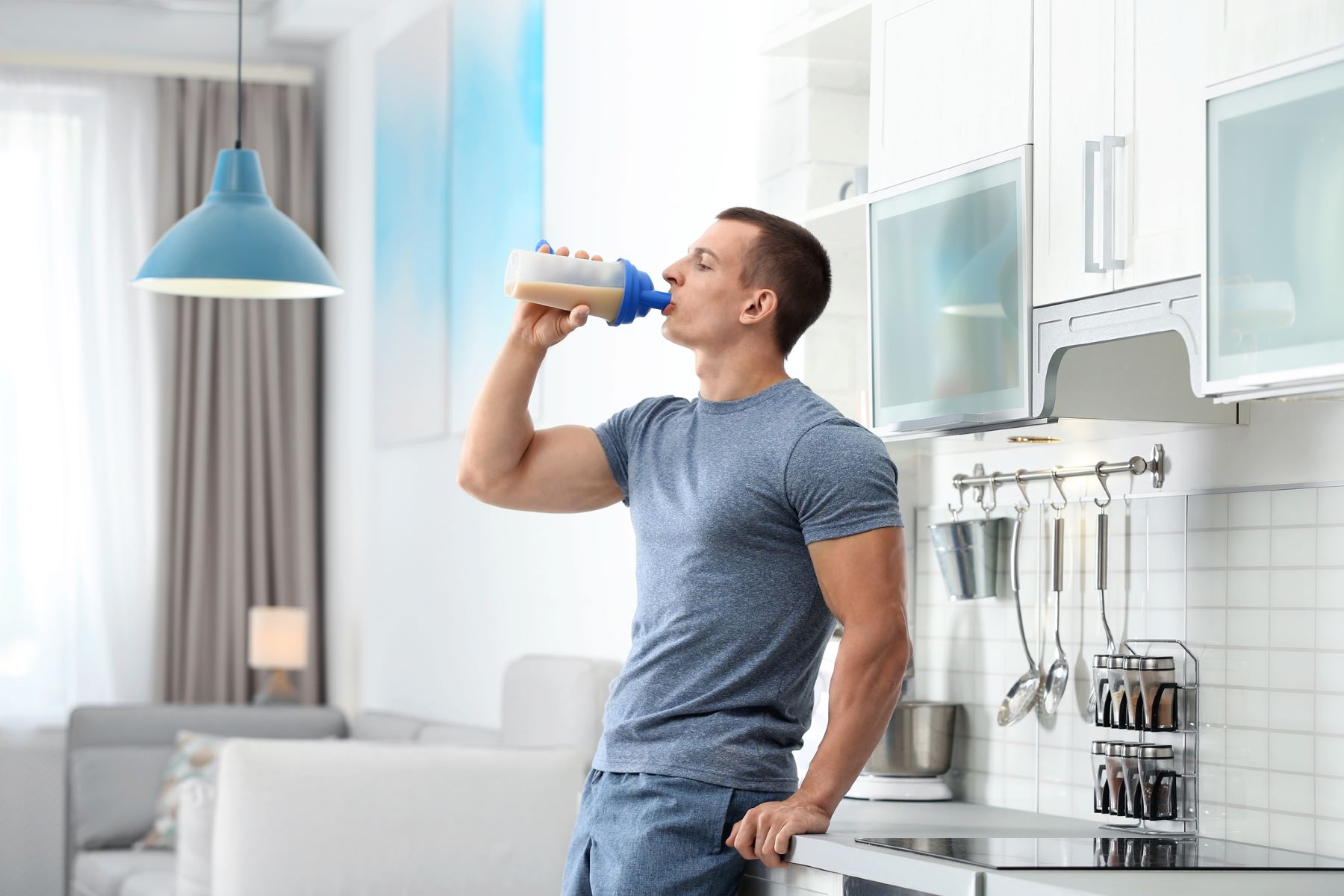 Man consuming protein to improve hair growth