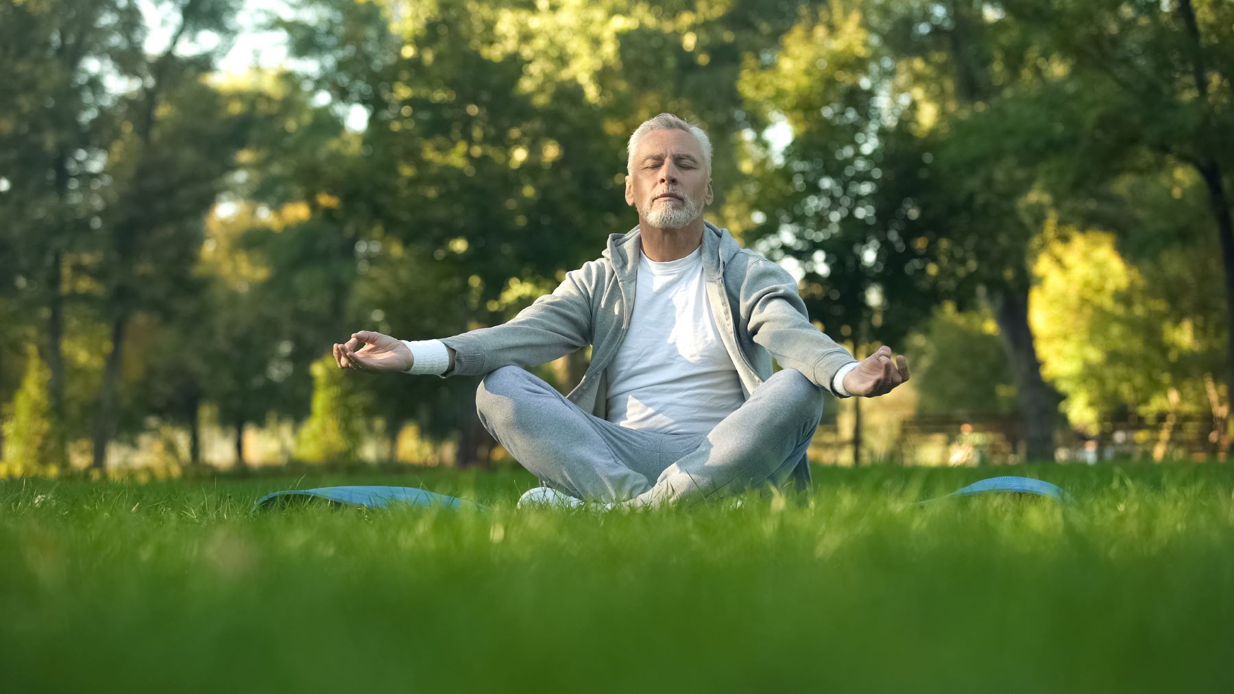 Man meditating to reduce his stress levels