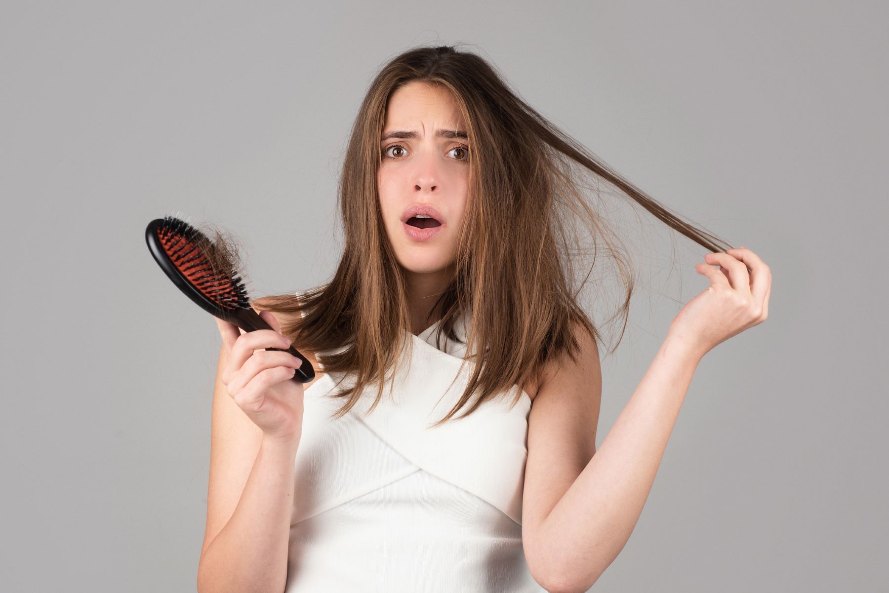 Woman with protein deficiency-induced hair loss