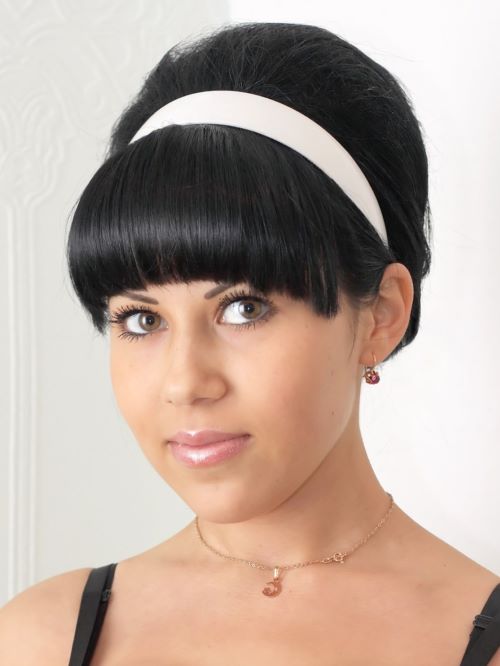 Bangs with a scarf or headband