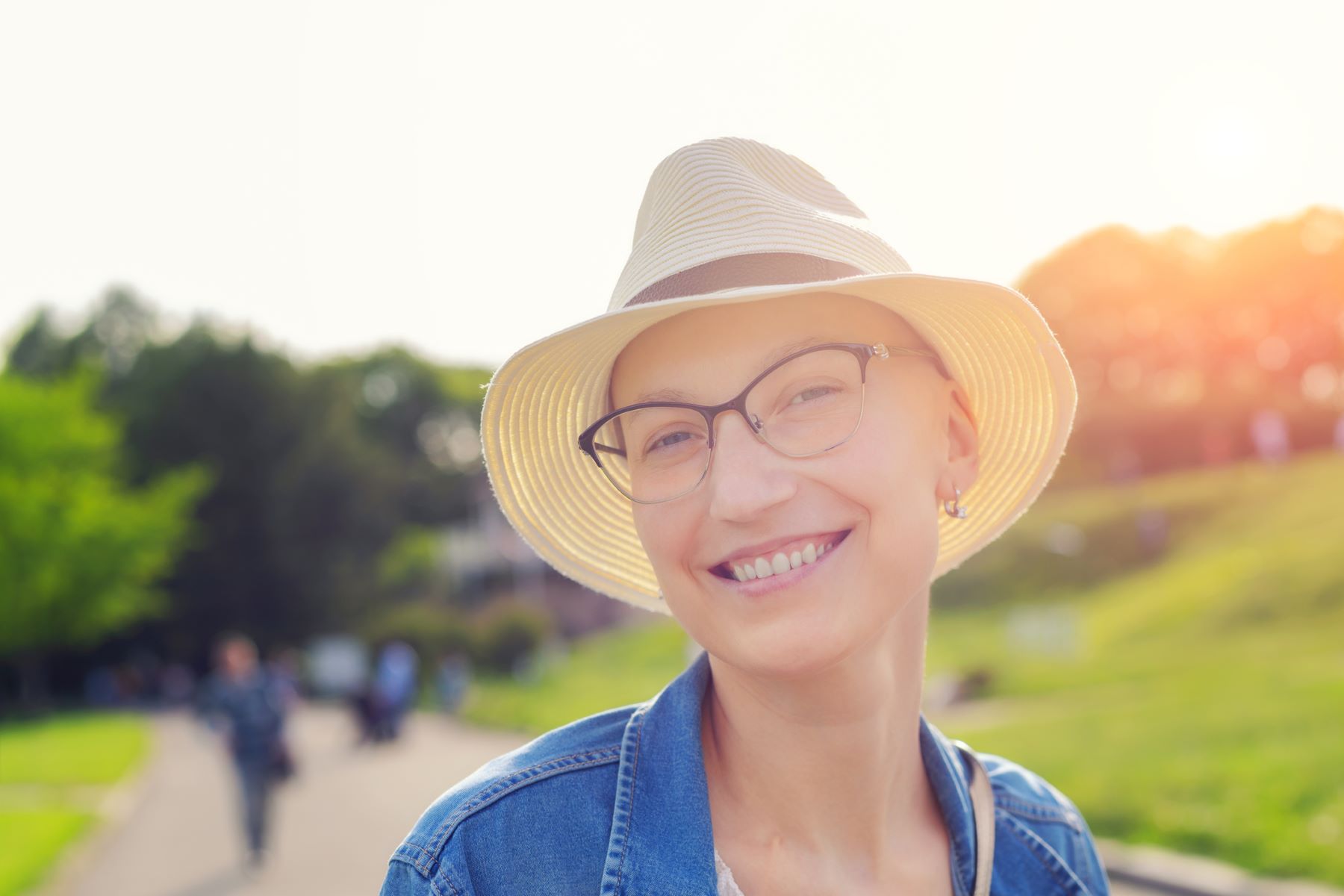 Cancer patient wearing a hat