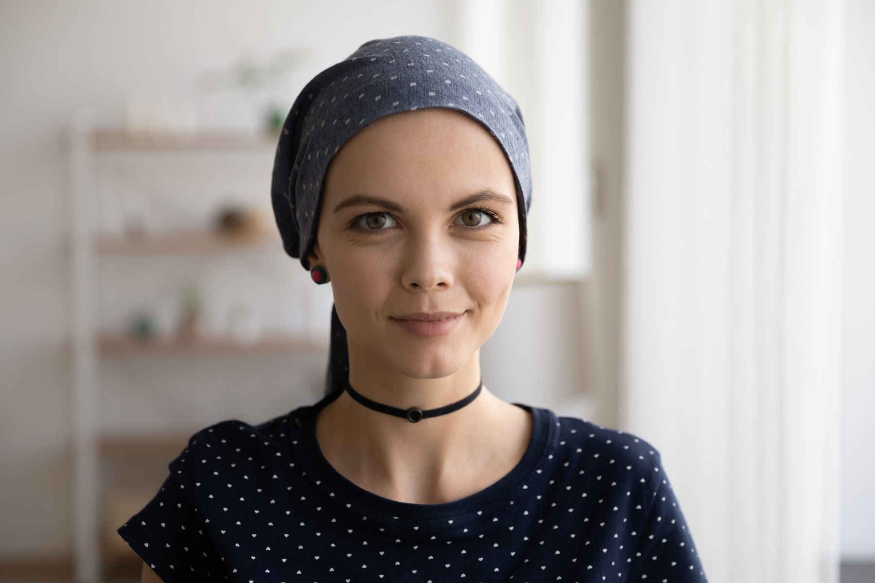 Cancer patient wearing a scarf