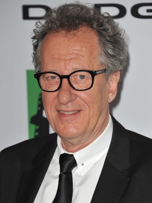 Geoffrey Rush sport a thick tousled look despite his receding hairline