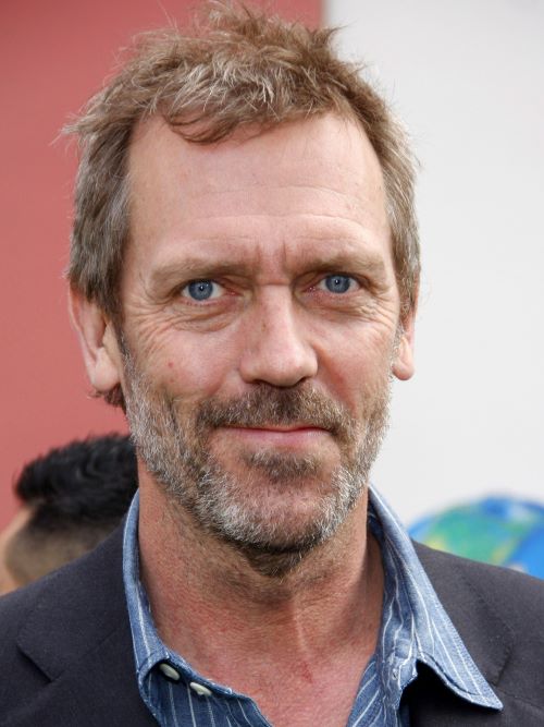 Hugh Laurie with a tousled haircut for older men