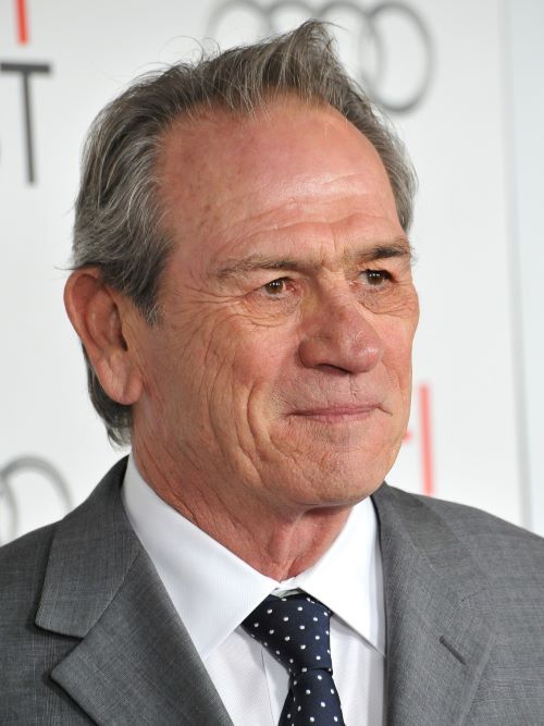 Long back and sides, a flattering older men’s hairstyle for thinning hair, worn by Tommy Lee Jones