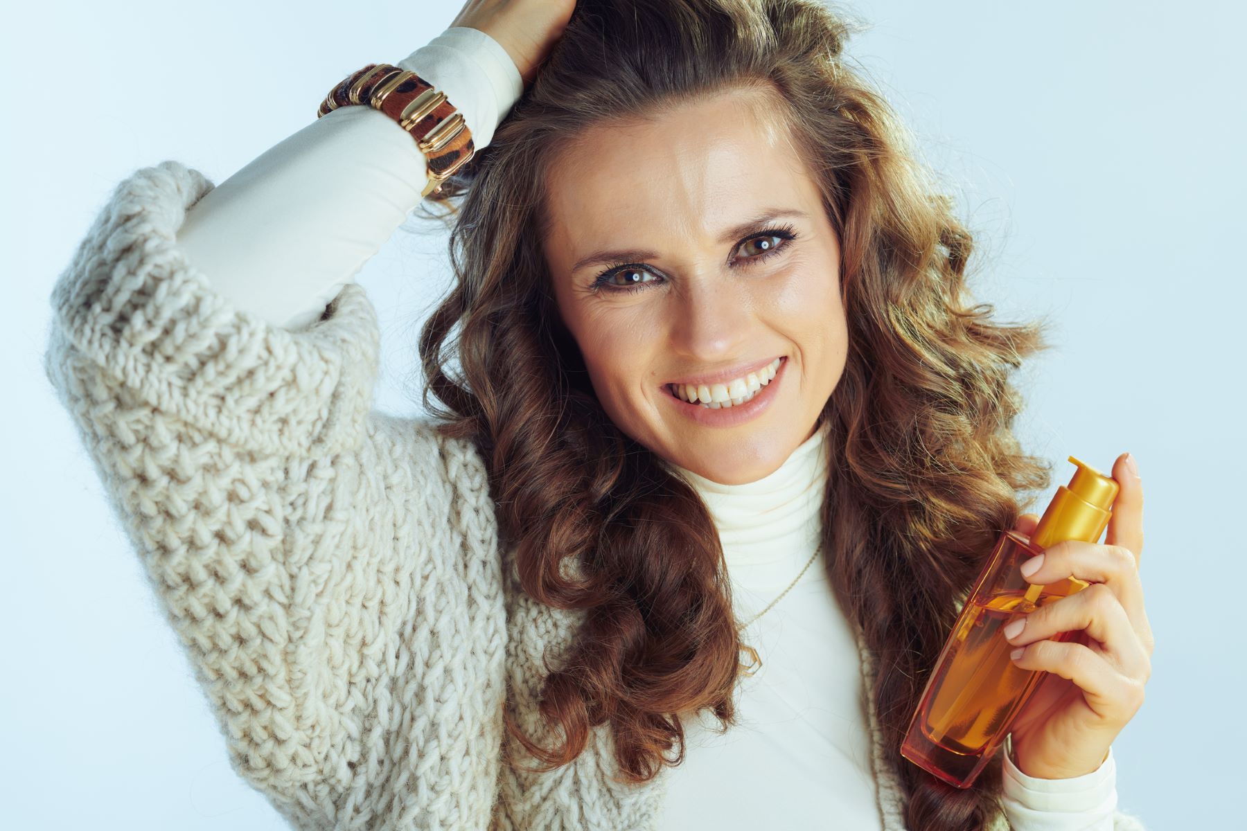 Woman caring for her type 2 hair