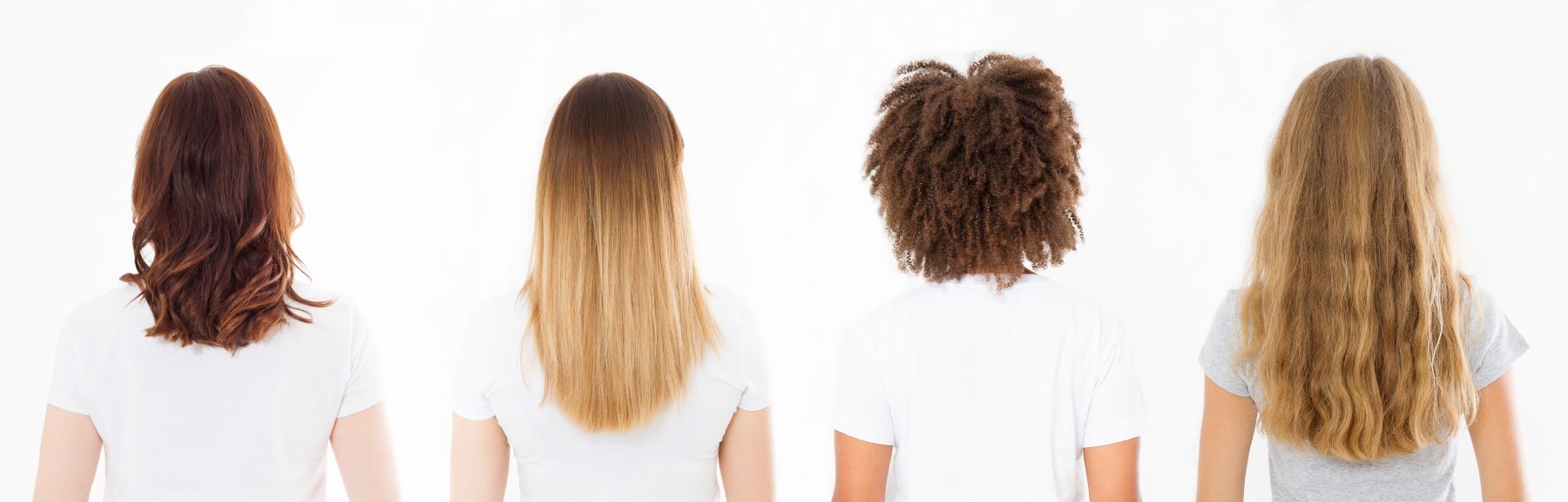 Women illustrating different hair types