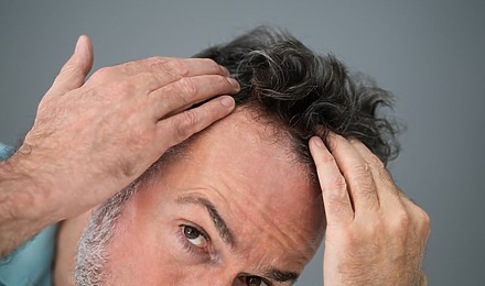 Man Checking Hair Transplant