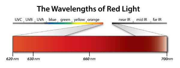 Wavelengths used in red light therapy for hair growth